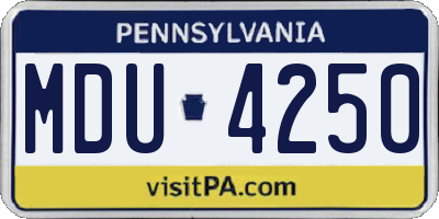 PA license plate MDU4250