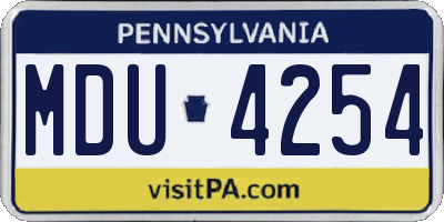 PA license plate MDU4254