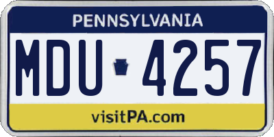 PA license plate MDU4257