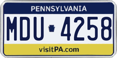 PA license plate MDU4258