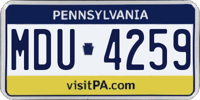 PA license plate MDU4259