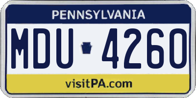 PA license plate MDU4260