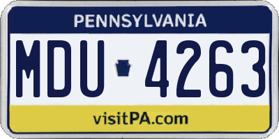 PA license plate MDU4263