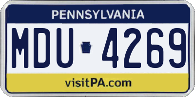 PA license plate MDU4269
