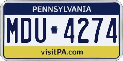 PA license plate MDU4274