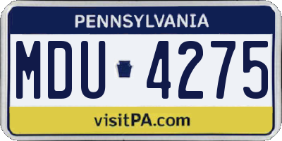 PA license plate MDU4275