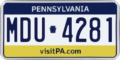PA license plate MDU4281