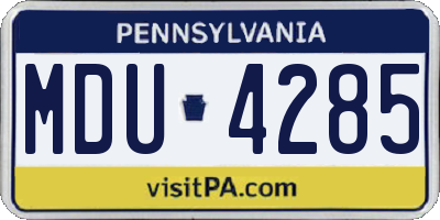 PA license plate MDU4285