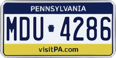 PA license plate MDU4286