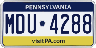 PA license plate MDU4288
