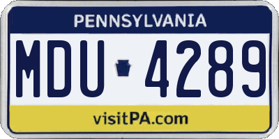 PA license plate MDU4289