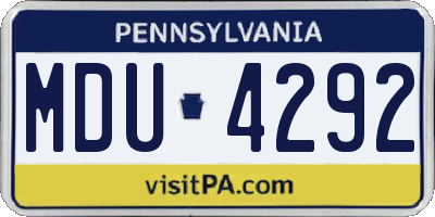 PA license plate MDU4292