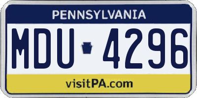 PA license plate MDU4296