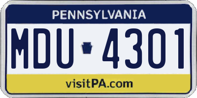 PA license plate MDU4301