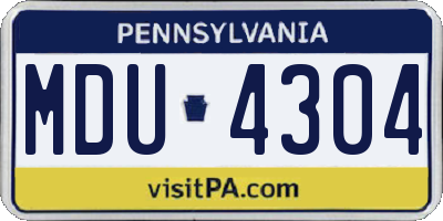 PA license plate MDU4304