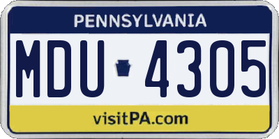 PA license plate MDU4305