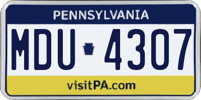PA license plate MDU4307