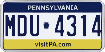 PA license plate MDU4314