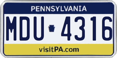 PA license plate MDU4316