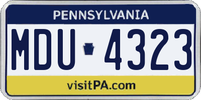 PA license plate MDU4323