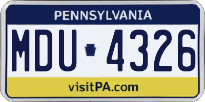 PA license plate MDU4326