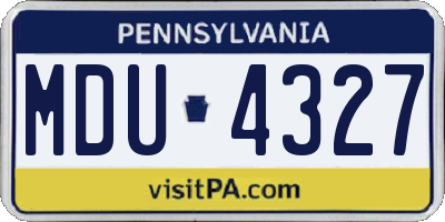 PA license plate MDU4327