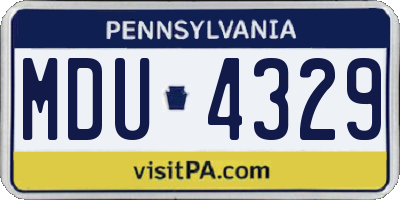 PA license plate MDU4329