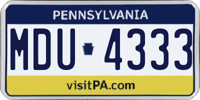 PA license plate MDU4333