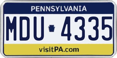PA license plate MDU4335