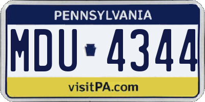 PA license plate MDU4344