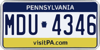 PA license plate MDU4346