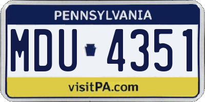 PA license plate MDU4351