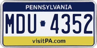PA license plate MDU4352