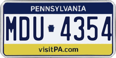 PA license plate MDU4354