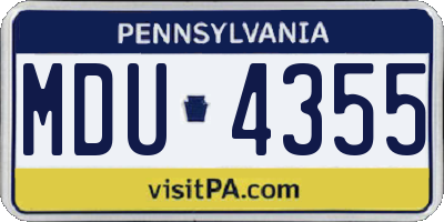 PA license plate MDU4355