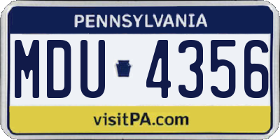 PA license plate MDU4356