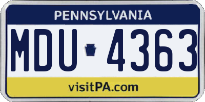 PA license plate MDU4363