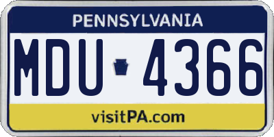 PA license plate MDU4366