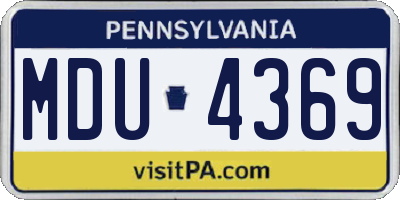 PA license plate MDU4369