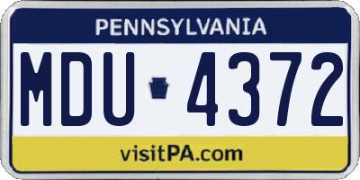 PA license plate MDU4372