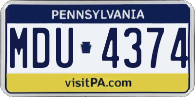 PA license plate MDU4374