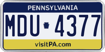 PA license plate MDU4377