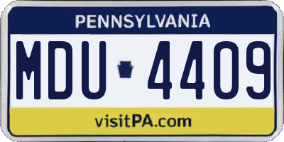 PA license plate MDU4409