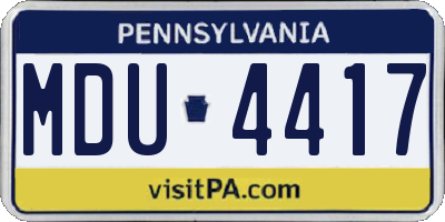 PA license plate MDU4417