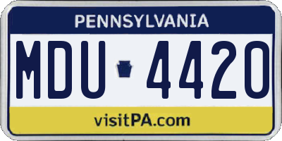 PA license plate MDU4420