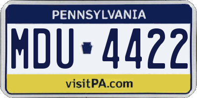 PA license plate MDU4422