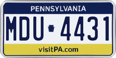 PA license plate MDU4431