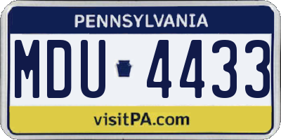 PA license plate MDU4433