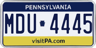PA license plate MDU4445