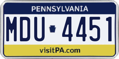 PA license plate MDU4451
